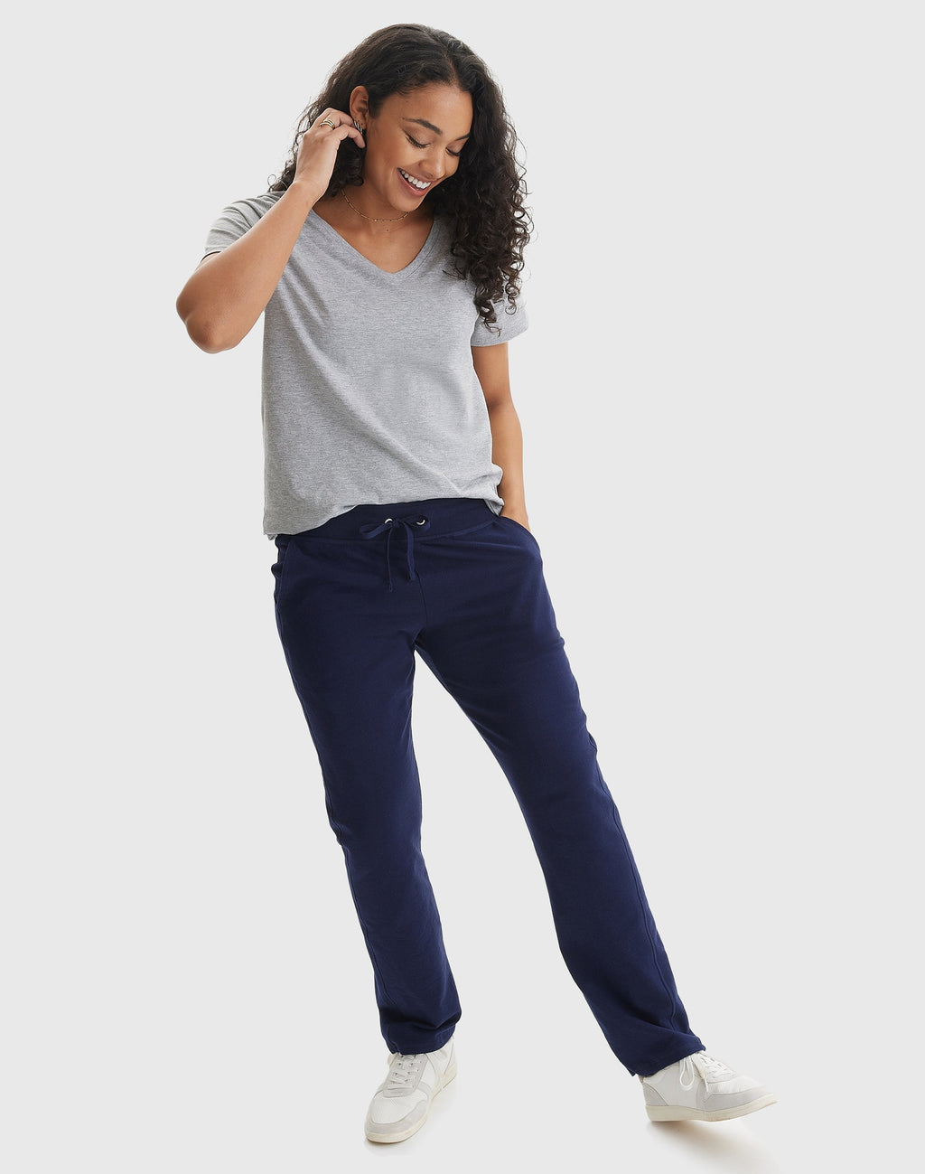 Hanes Women's French Terry Pants with Pockets, 31" Navy L