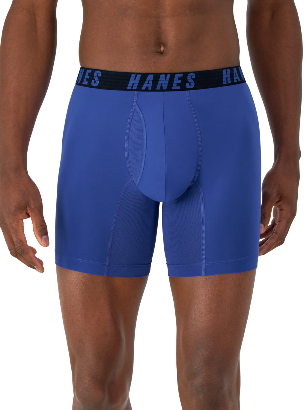 Hanes Moves Men’s Anti-Chafe Boxer Brief, X-Temp, Blue/Black, 3-Pack, 6" Inseam