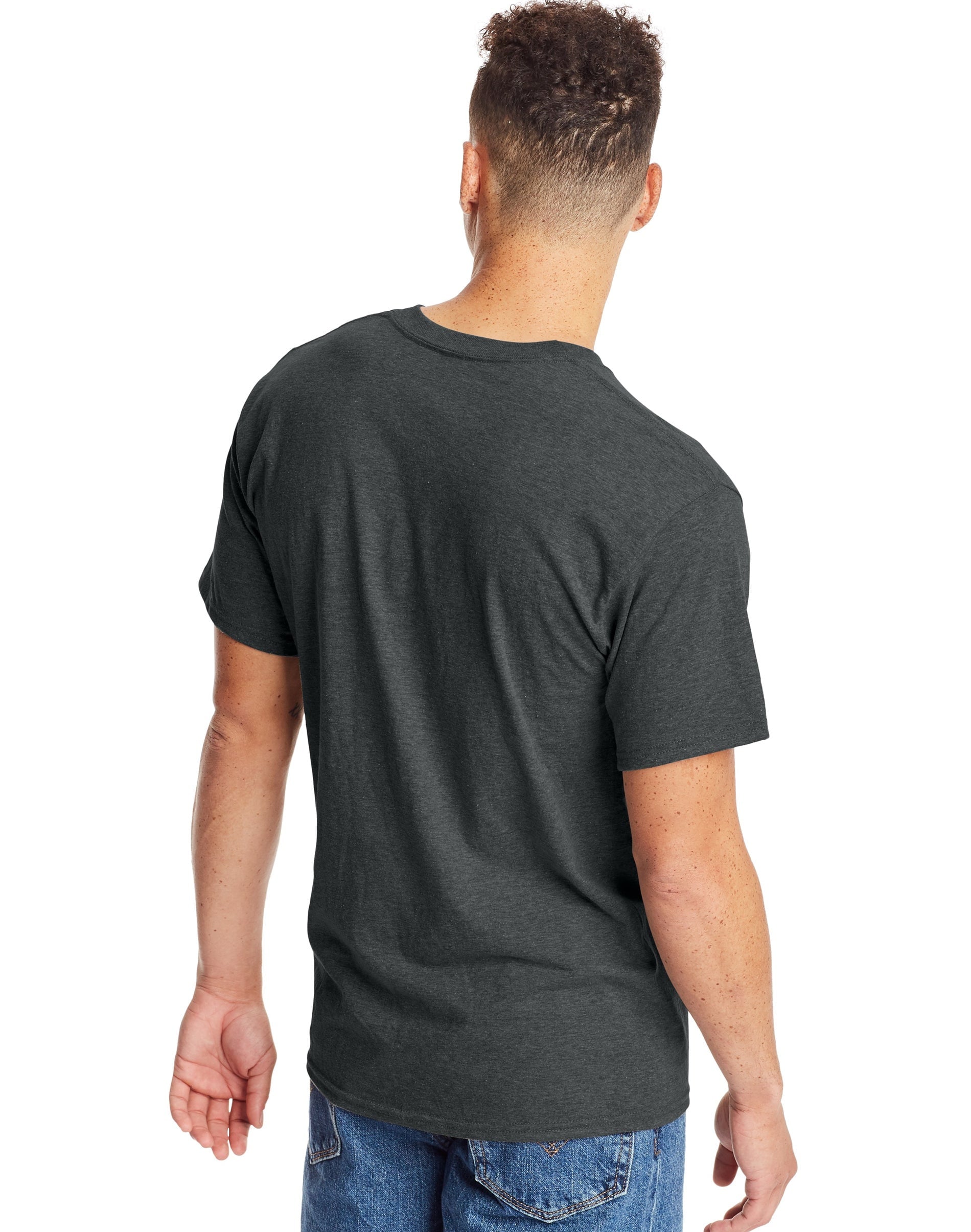 Hanes Beefy-T Men's Heavyweight Cotton T-Shirt, Value 2-Pack (Big & Tall Sizes) Charcoal Heather 4XT