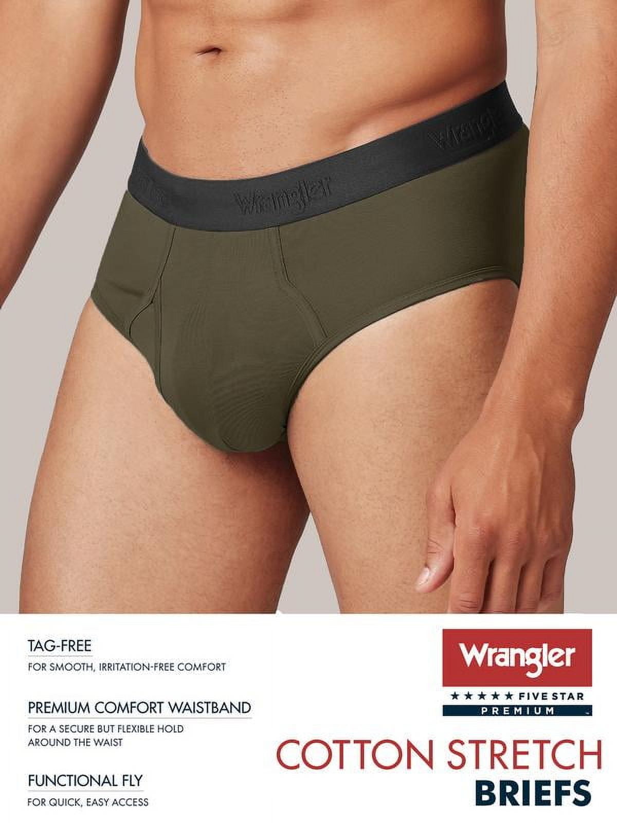 Wrangler Men's Cotton Stretch 6" Boxer Brief Men's Underwear, Small, Black/Dark Olive/Charcoal, 6-Pack