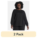 (2 pack) Terra & Sky Women's Plus Size Fleece Sweatshirt, Size 0X-5X