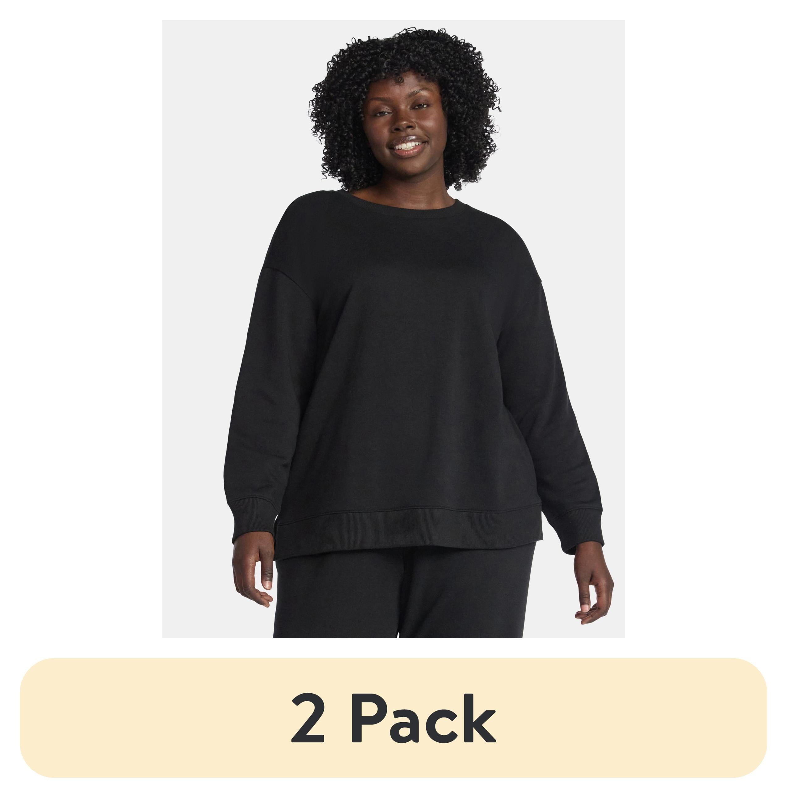 (2 pack) Terra & Sky Women's Plus Size Fleece Sweatshirt, Size 0X-5X