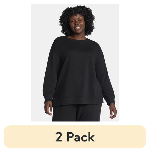 (2 pack) Terra & Sky Women's Plus Size Fleece Sweatshirt, Size 0X-5X