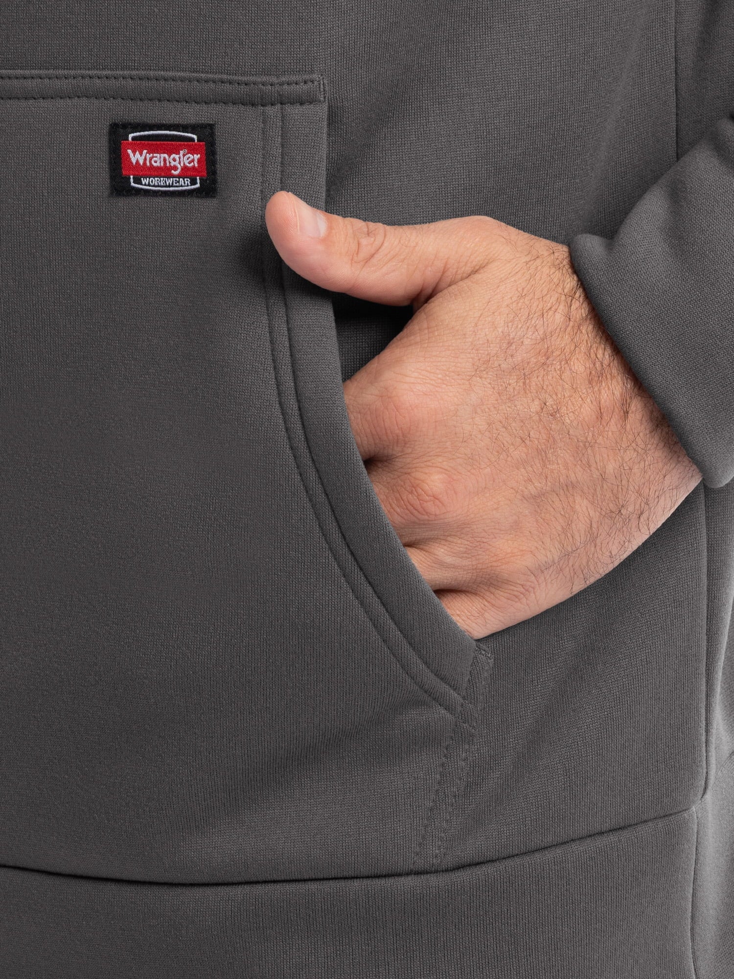 Wrangler Workwear Men's and Big Men's Relaxed Pullover Hoodie with Faux Shearling Lining, Sizes S-3XL