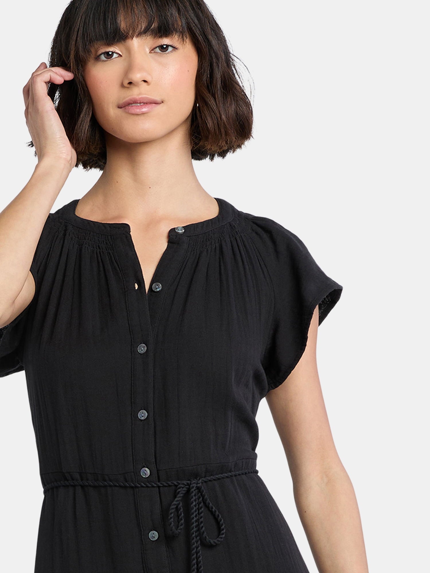 Time and Tru Women's and Women's Plus Double Cloth Cotton Midi Dress, Sizes XS-4X