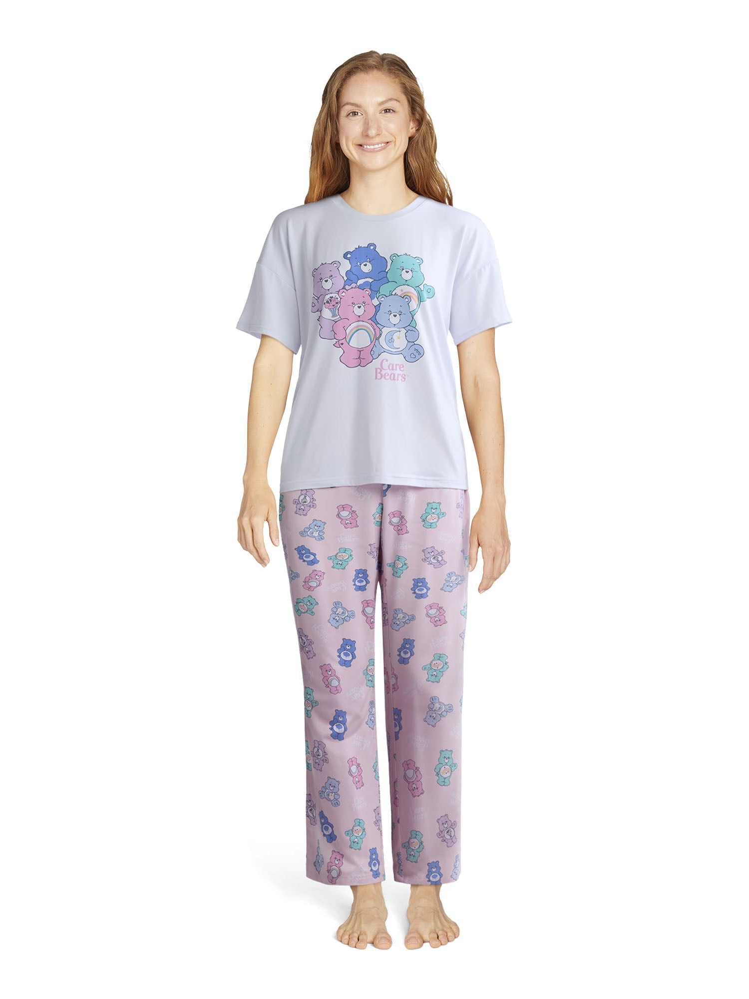 Care Bears Women's and Women’s Plus Oversized Tee and Pants Pajama Set, 2-Piece, Sizes XS-3X