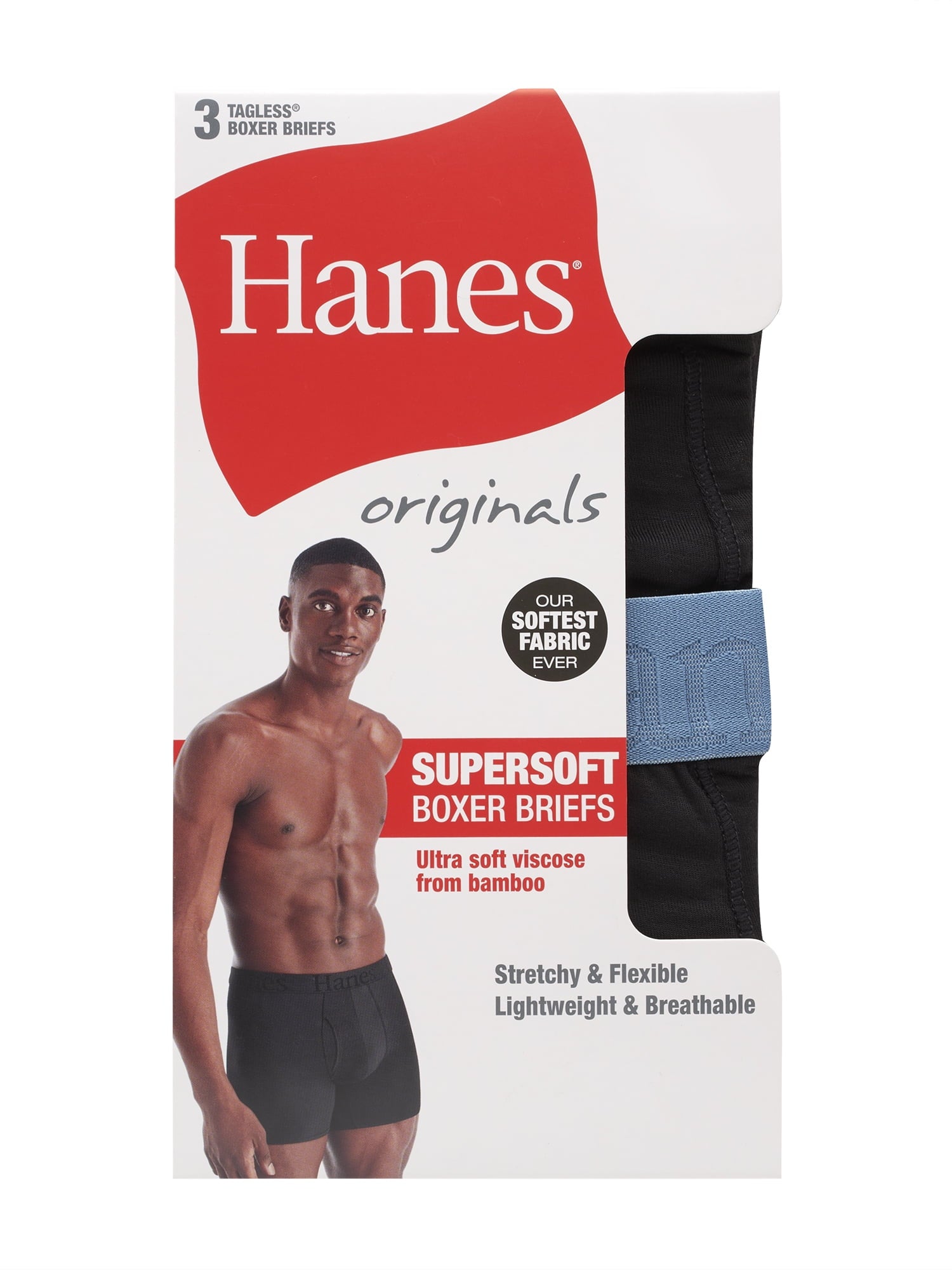 Hanes Originals Men's SuperSoft Boxer Brief Underwear, 3-Pack, Sizes S-2XL