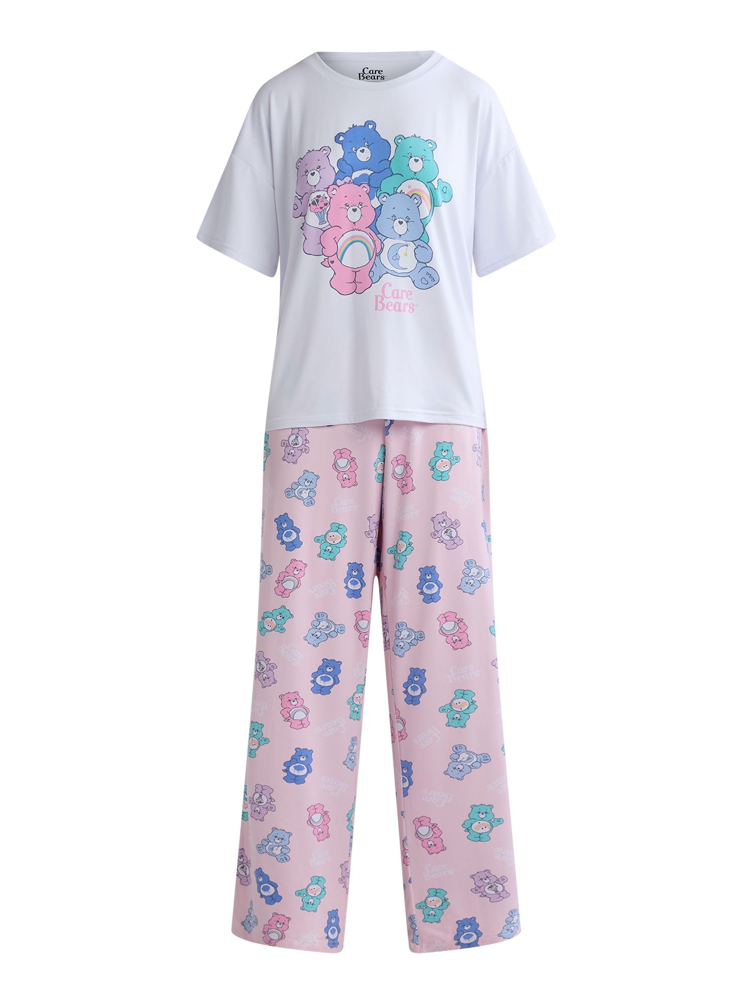 Care Bears Women's and Women’s Plus Oversized Tee and Pants Pajama Set, 2-Piece, Sizes XS-3X