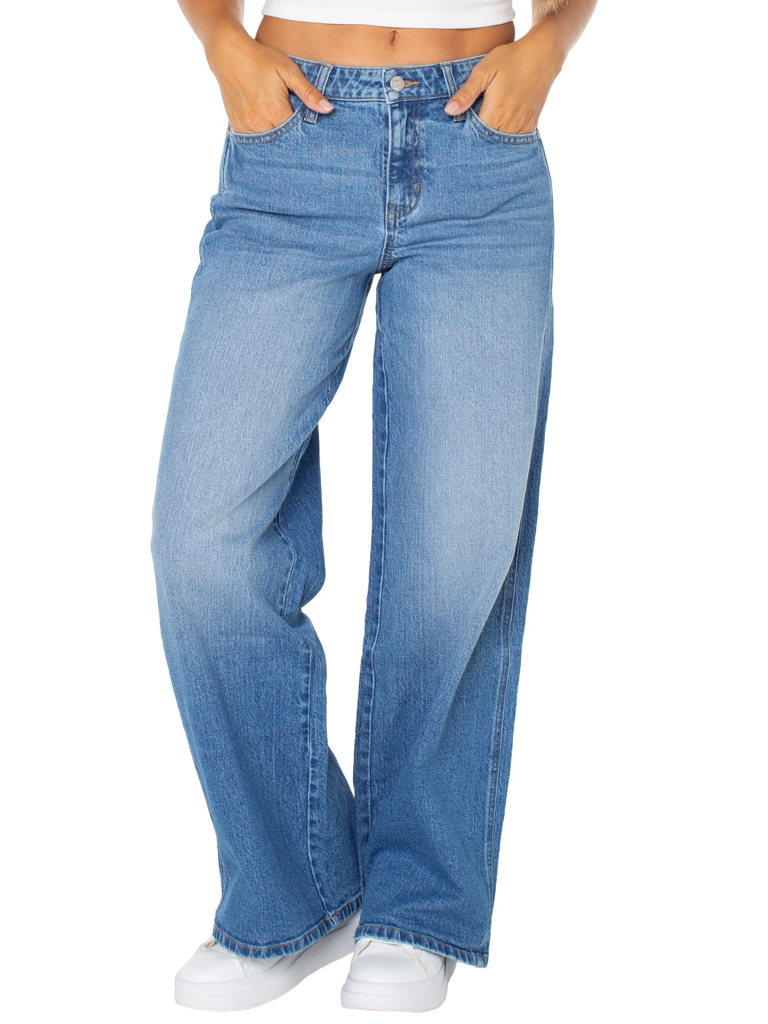 Celebrity Pink Women's and Women's Plus Baggy Wide Leg Jeans, Sizes 1-24