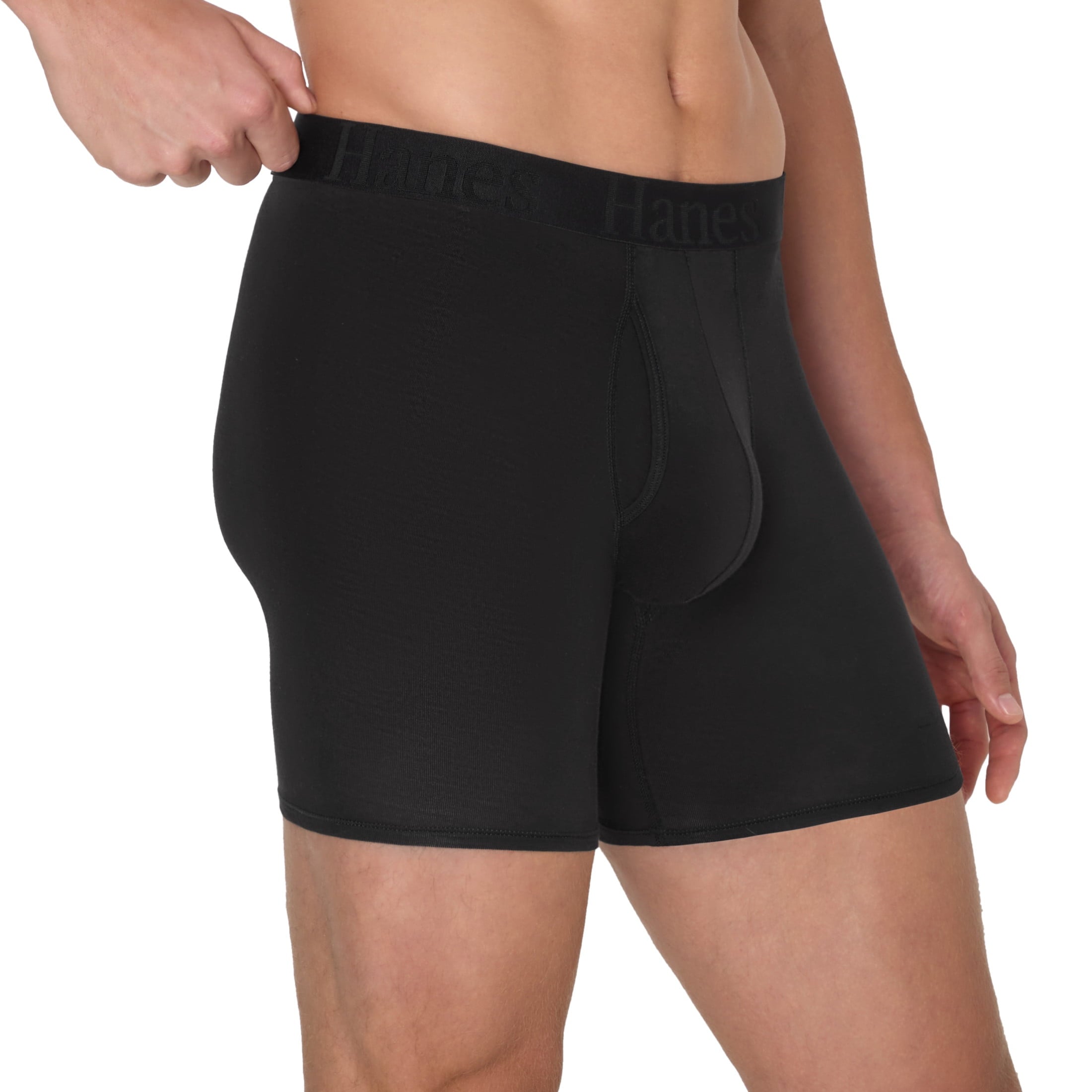 SuperSoft Underwear Boxer Briefs, 3-Pack, Total Support Pouch, Black, 3-Pack