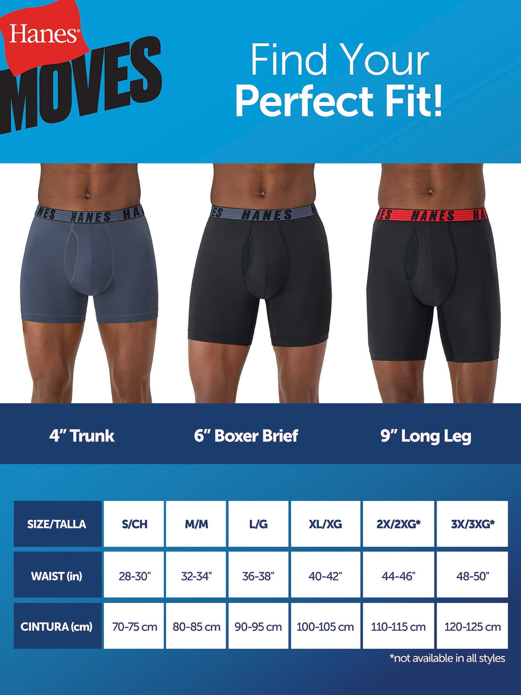 Hanes Moves Men’s Anti-Chafe Boxer Brief, Total Support Pouch, Assorted, 3-Pack, 6" Inseam