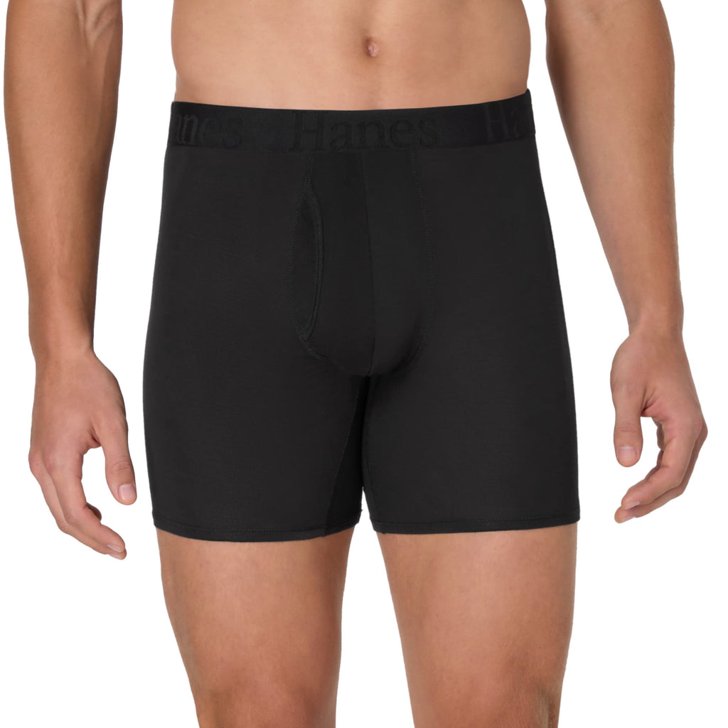SuperSoft Underwear Boxer Briefs, 3-Pack, Total Support Pouch, Black, 3-Pack