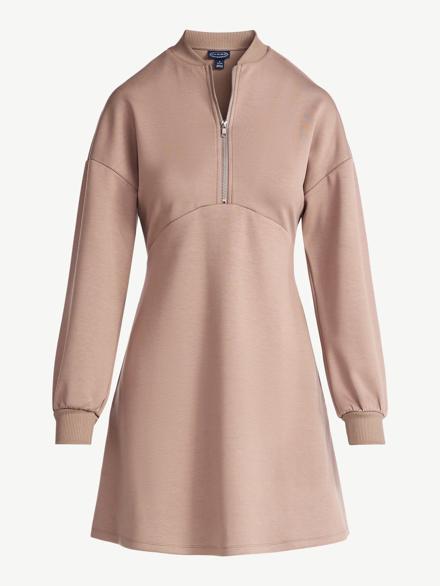 Scoop Women's and Women's Plus New Scubaknit Zip Front Mini Dress, Sizes XS-4X