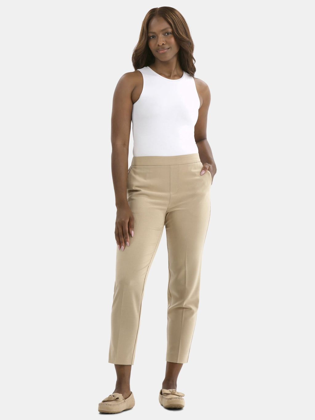 Time and Tru Women's Tapered Pull on Pants, 27" Inseam, Sizes XS-XXXL