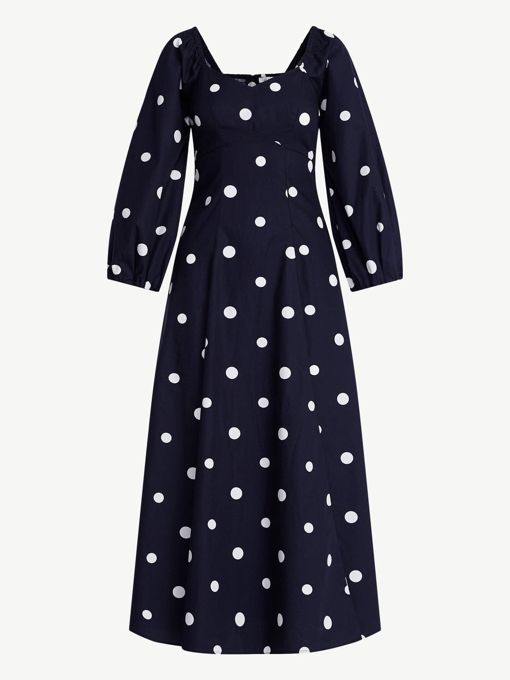 Free Assembly Women's and Women's Plus Cotton Polka Dot Maxi Dress with Puff Sleeves, Size-XS-4X