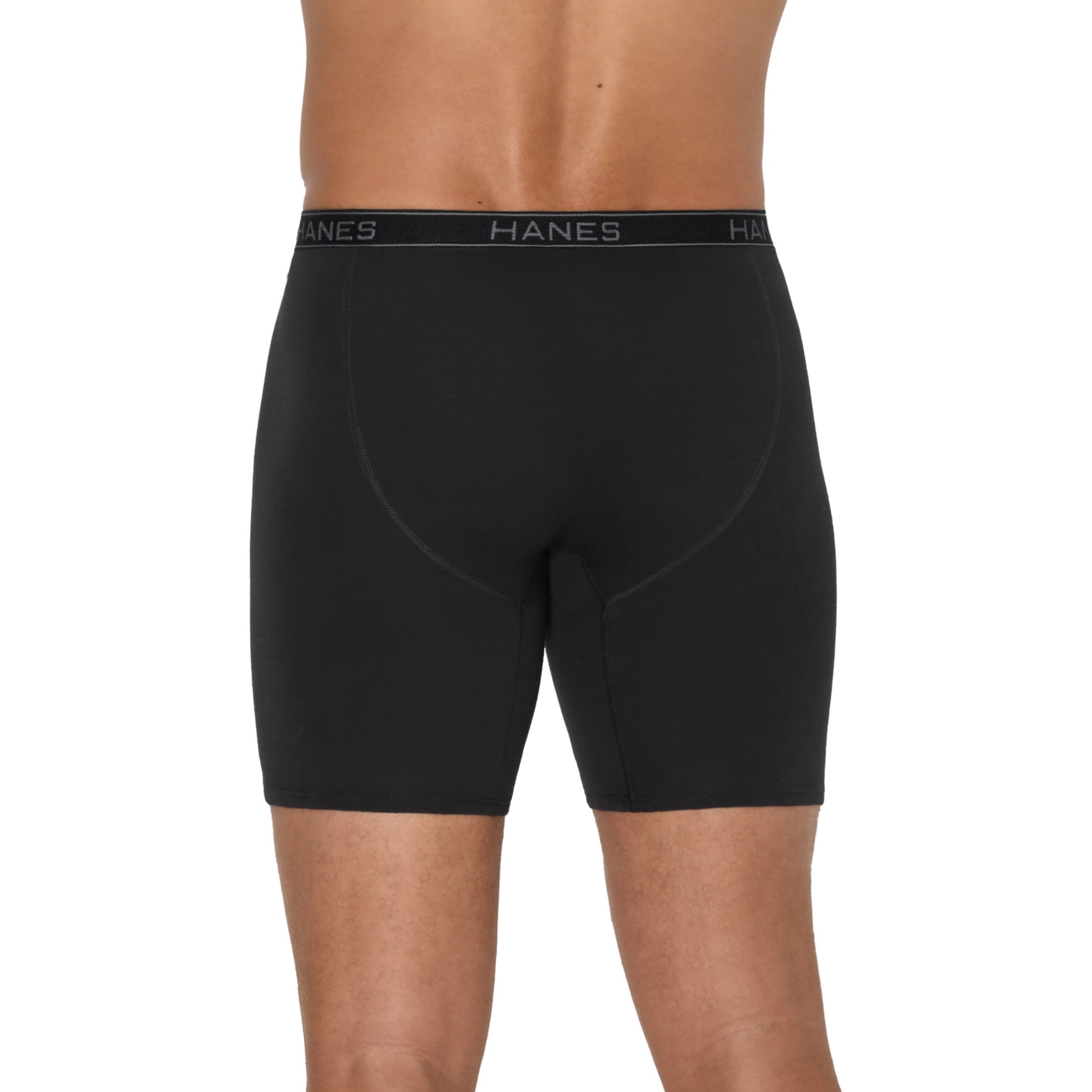 Hanes Men’s Long Leg Boxer Brief Underwear Pack, Cotton Stretch, Assorted, 6-Pack