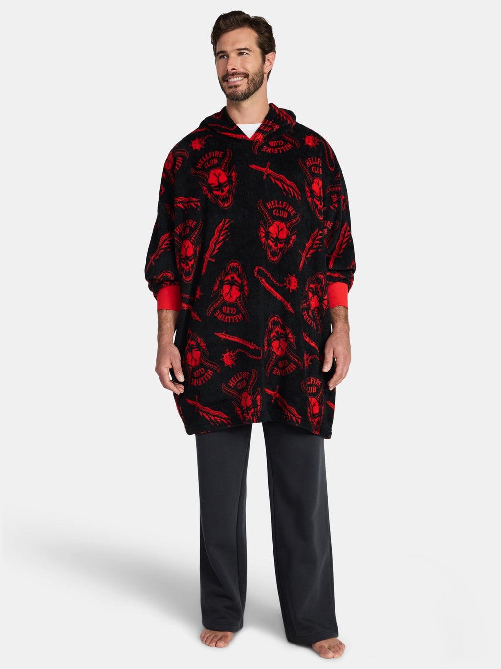 Netflix Stranger Things Men's and Big Men's Oversized Graphic Hooded Sweatshirt, One Size Fits Most