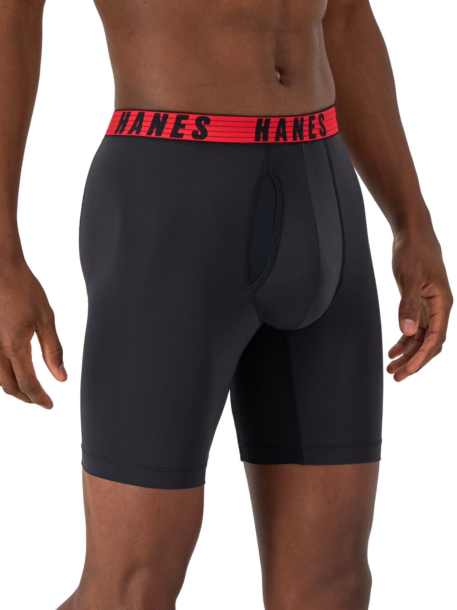 Hanes Moves Men's Anti-Chafe Long Leg Boxer Brief, Total Support Pouch, 3-Pack, 8" Inseam