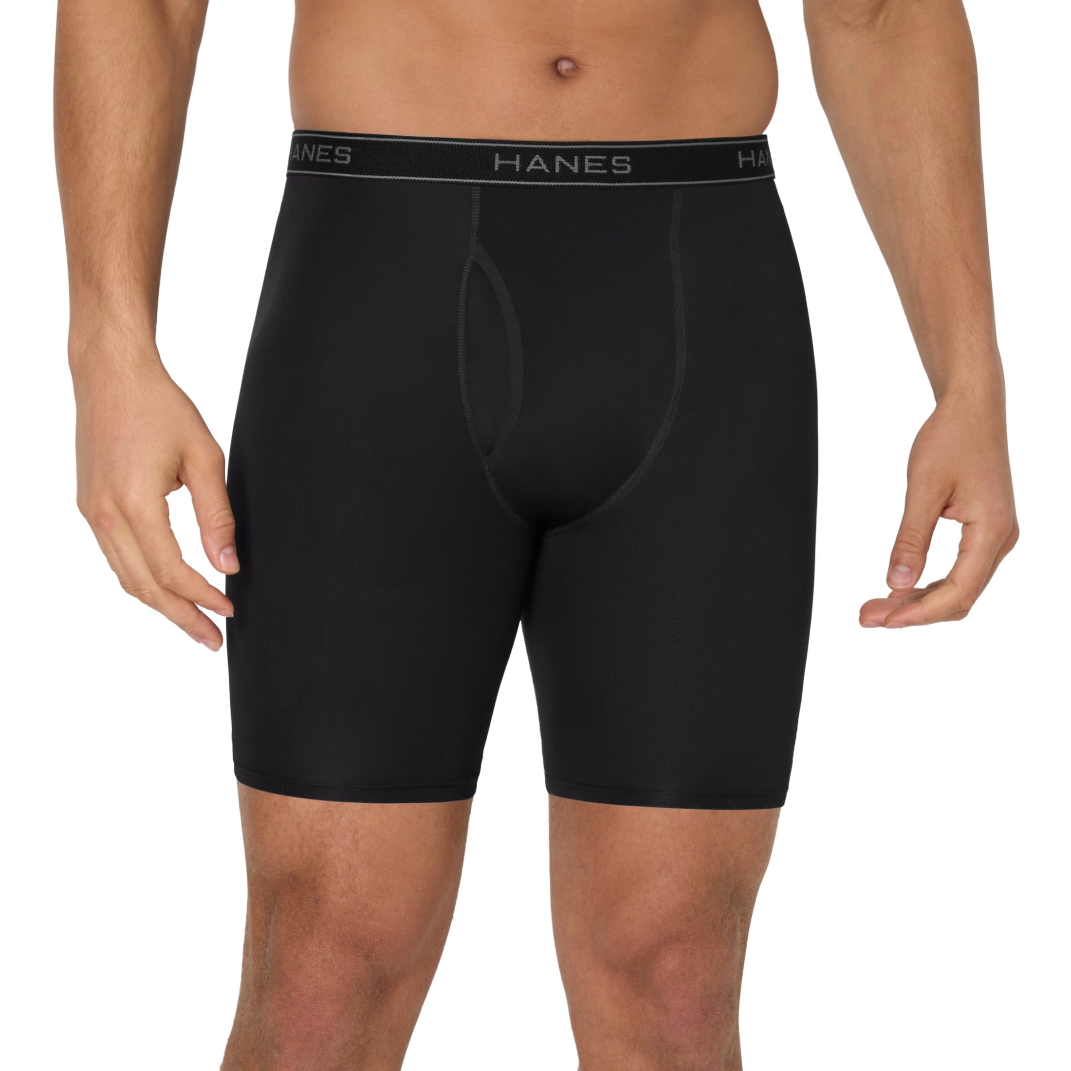 Hanes Men’s Performance Stretch Long Leg Boxer Brief Underwear Pack, Assorted, 6-Pack