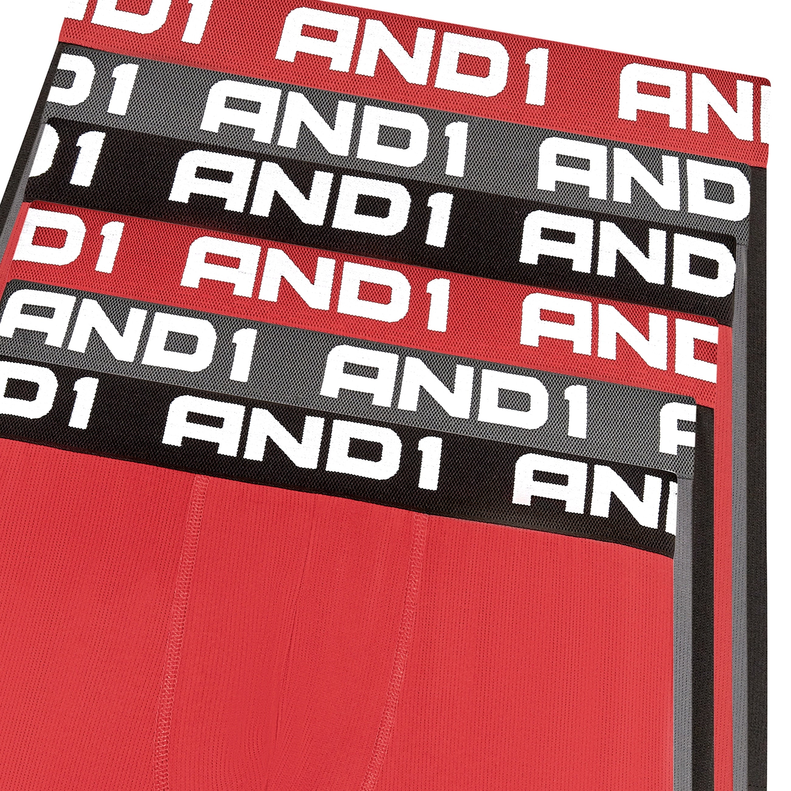 AND1 Men’s Underwear Breathe Performance Regular Leg Boxer Briefs, 6 Pack