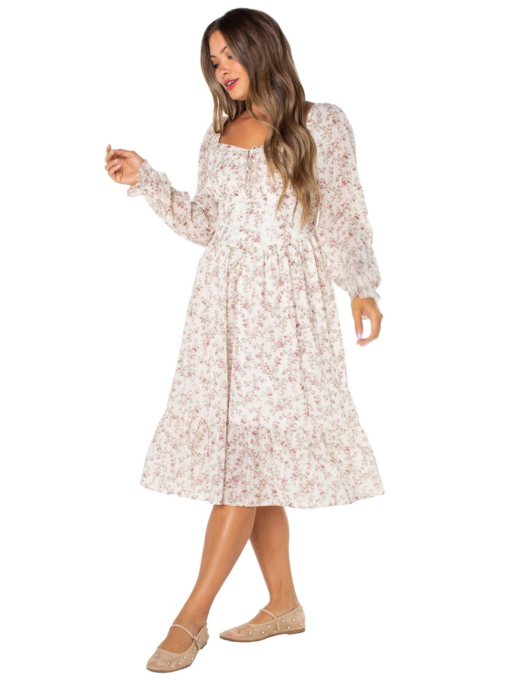 Celebrity Pink Women's and Women's Plus Long Sleeve Midi Dress, Sizes XS-4X