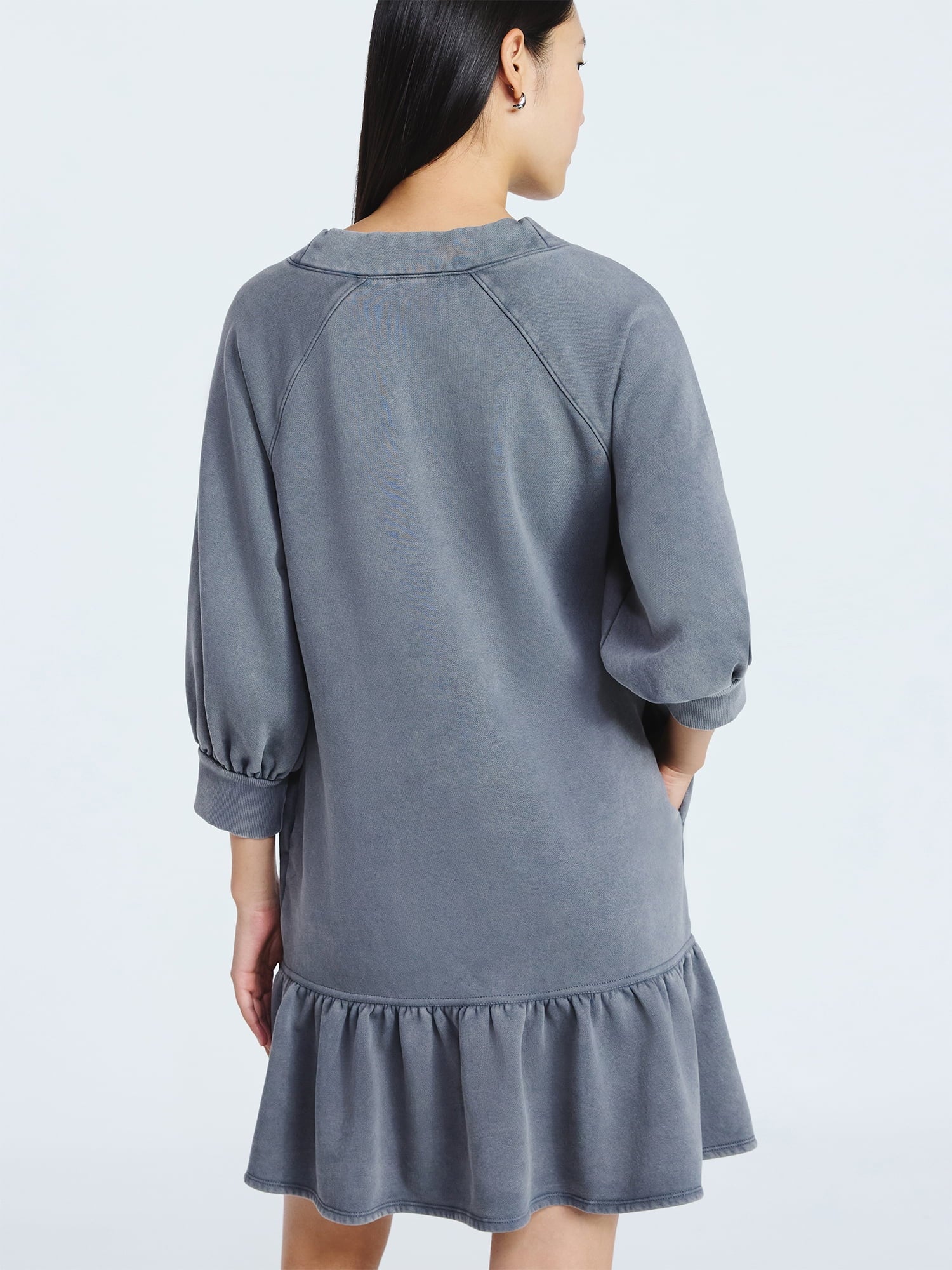 Scoop Women's and Women's Plus Deep V Neck Sweatshirt Mini Dress, Sizes XS-4X