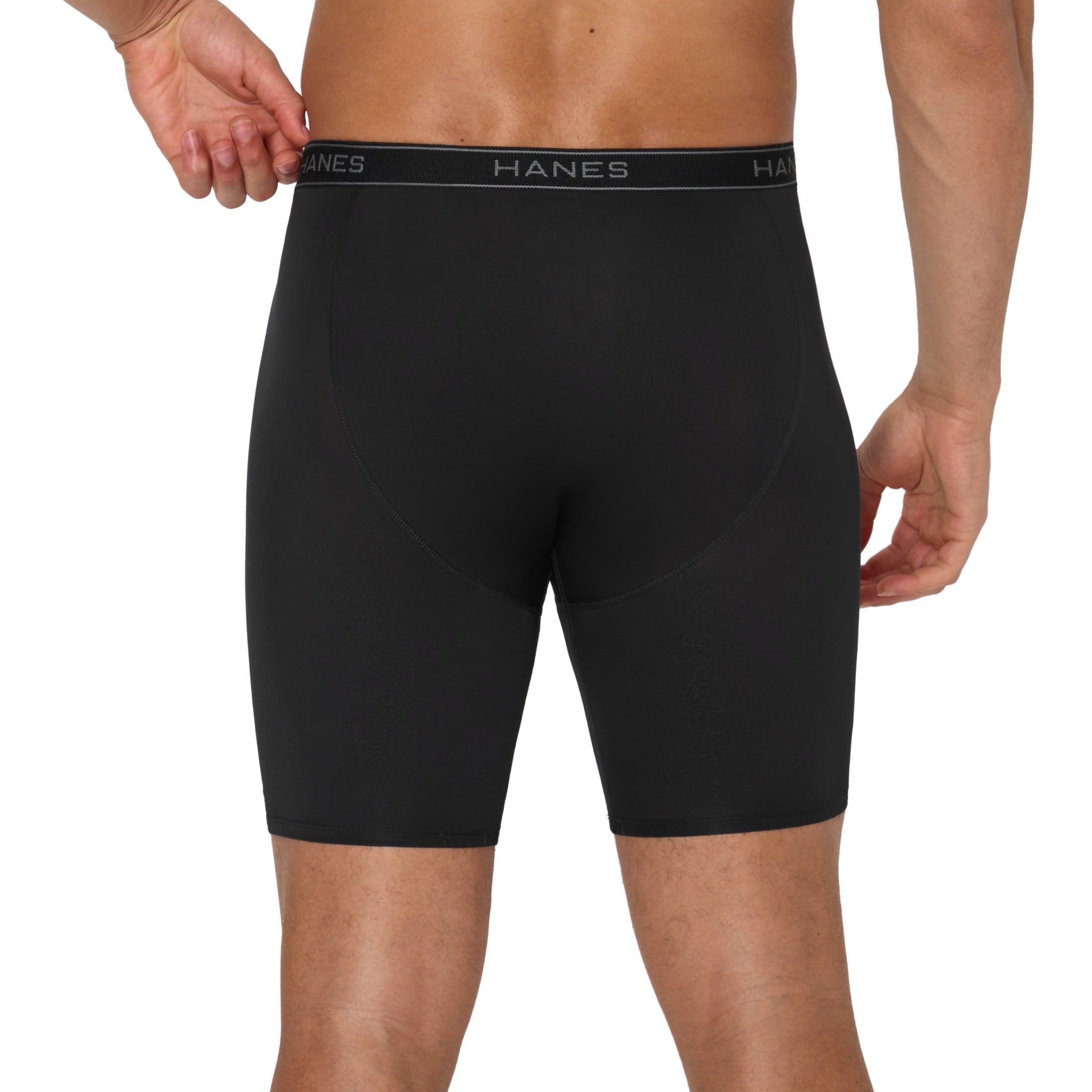 Hanes Men’s Performance Stretch Long Leg Boxer Brief Underwear Pack, Assorted, 6-Pack