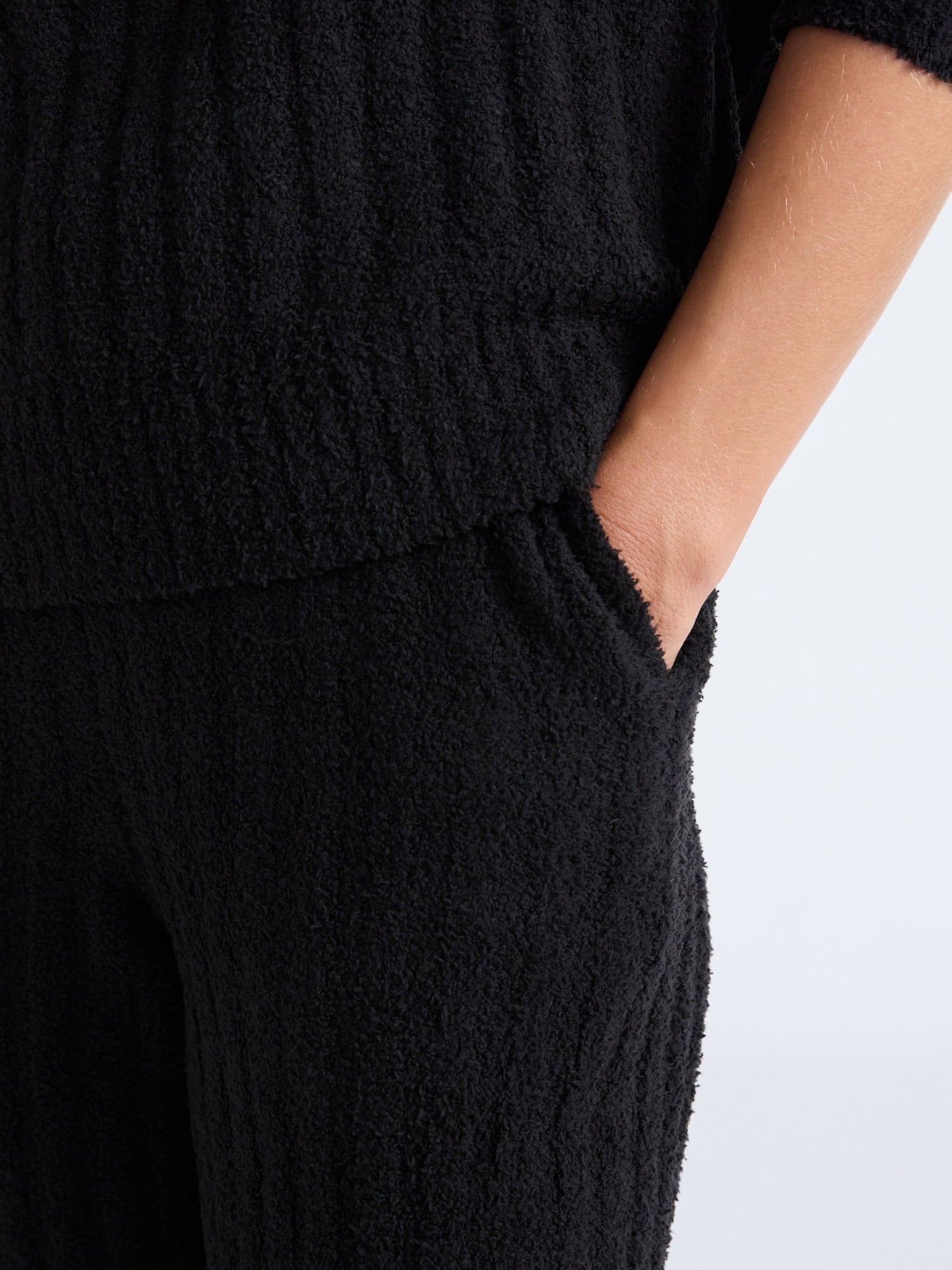 Joyspun Women's Cozy Ribbed Crewneck Top and Wide-Leg Pants Set, 2-Piece, Sizes XS-3X