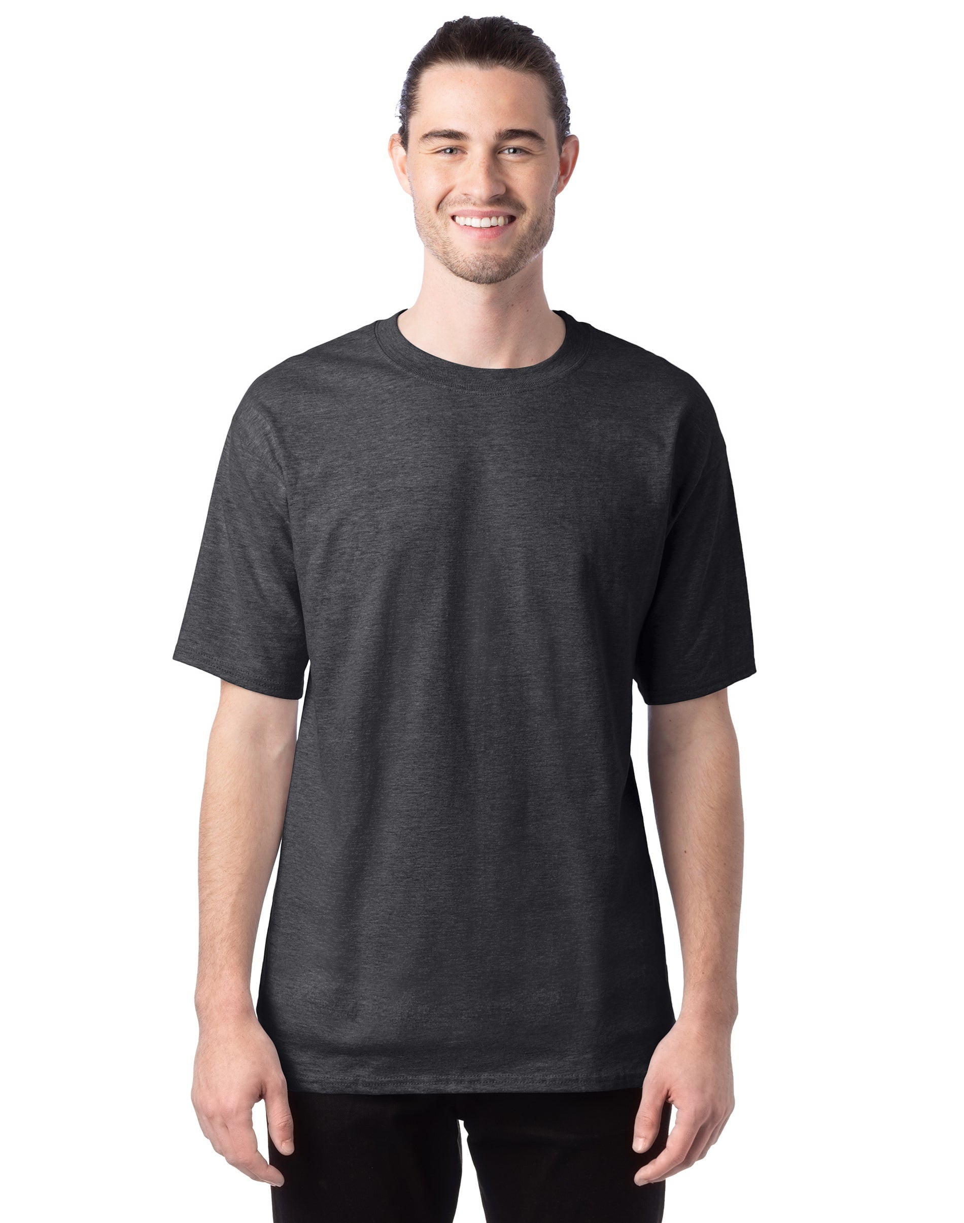 Hanes Beefy-T Men's Heavyweight Cotton T-Shirt, Value 2-Pack (Big & Tall Sizes) Charcoal Heather 4XT