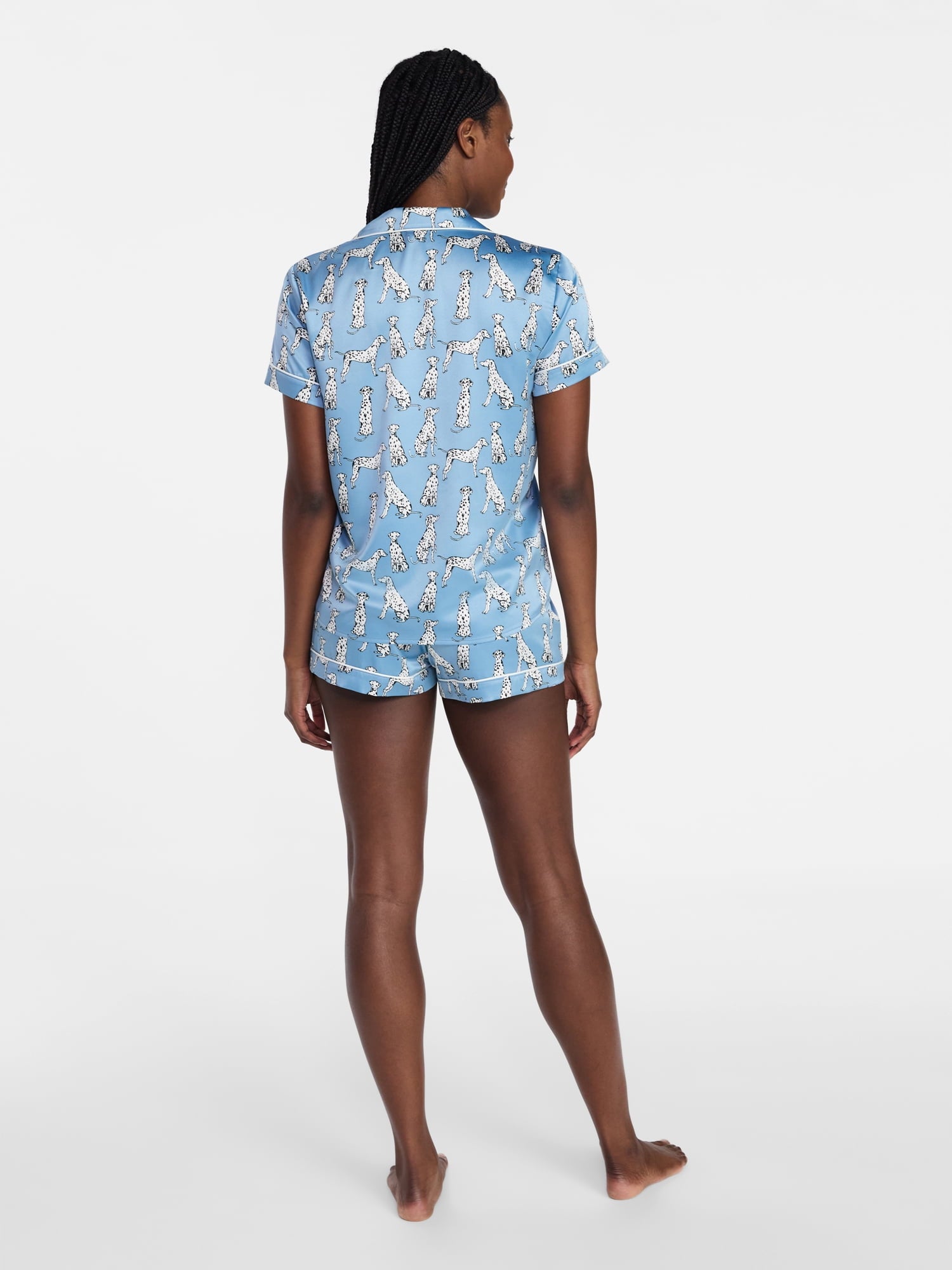 Joyspun Women’s Stretch Satin Short Sleeve Top and Shorts Pajama Set, Sizes XS-3X