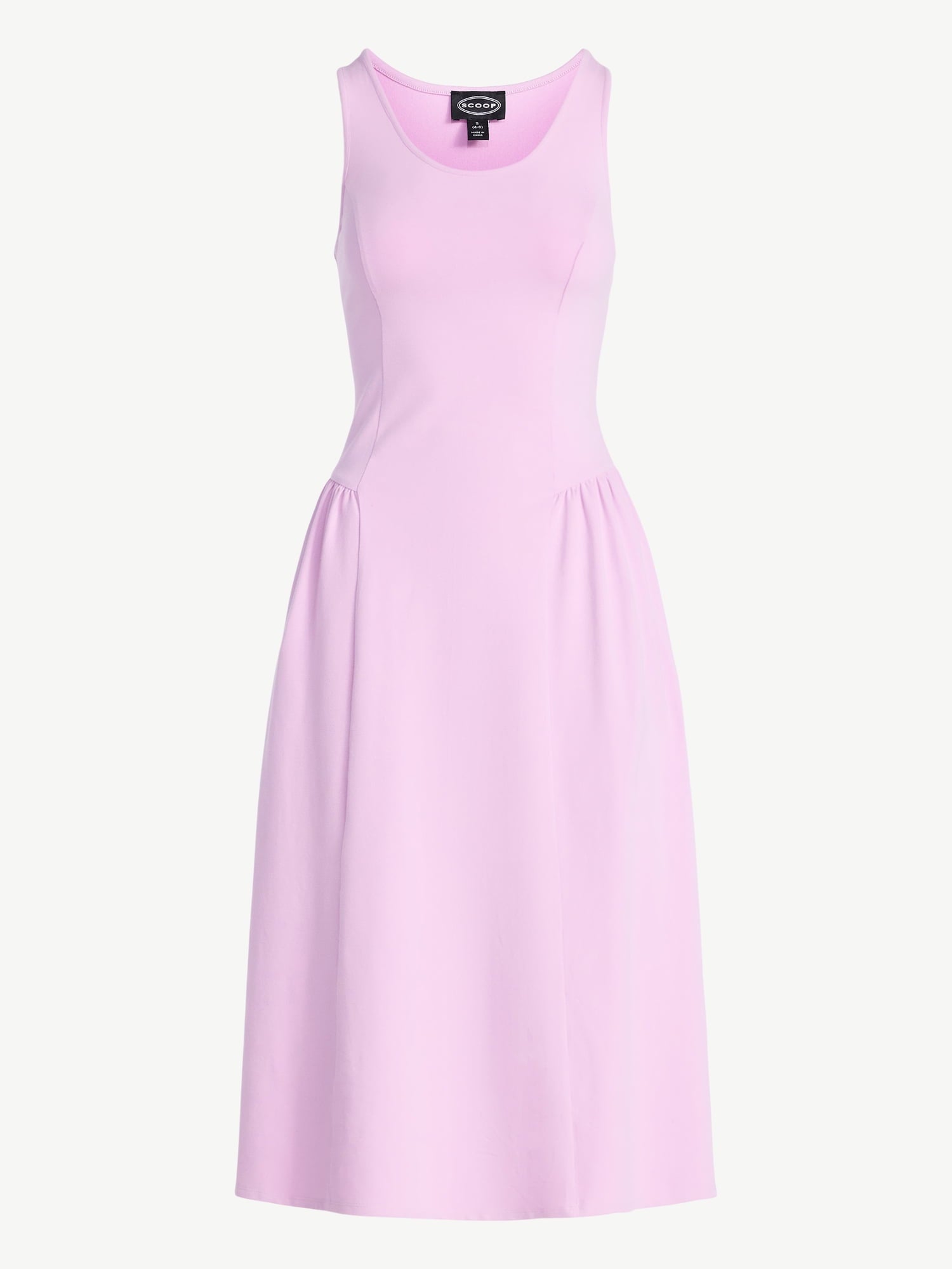 Scoop Women's and Women's Plus Stretch Cotton Blend Midi Basque Dress, Sizes XS-XXL