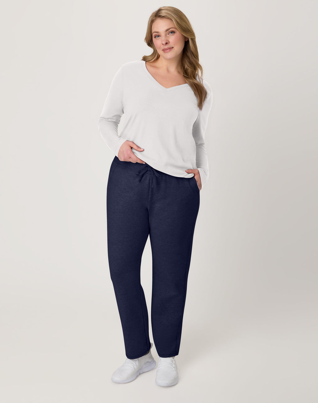 Hanes Women's French Terry Pants with Pockets, 31" Navy L