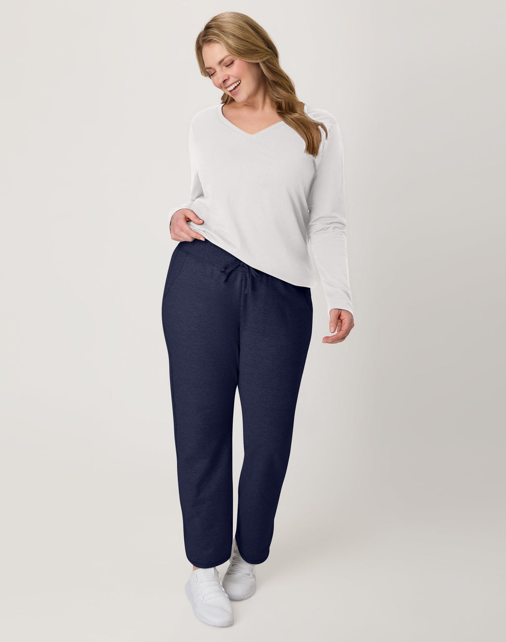 Hanes Women's French Terry Pants with Pockets, 31" Navy L
