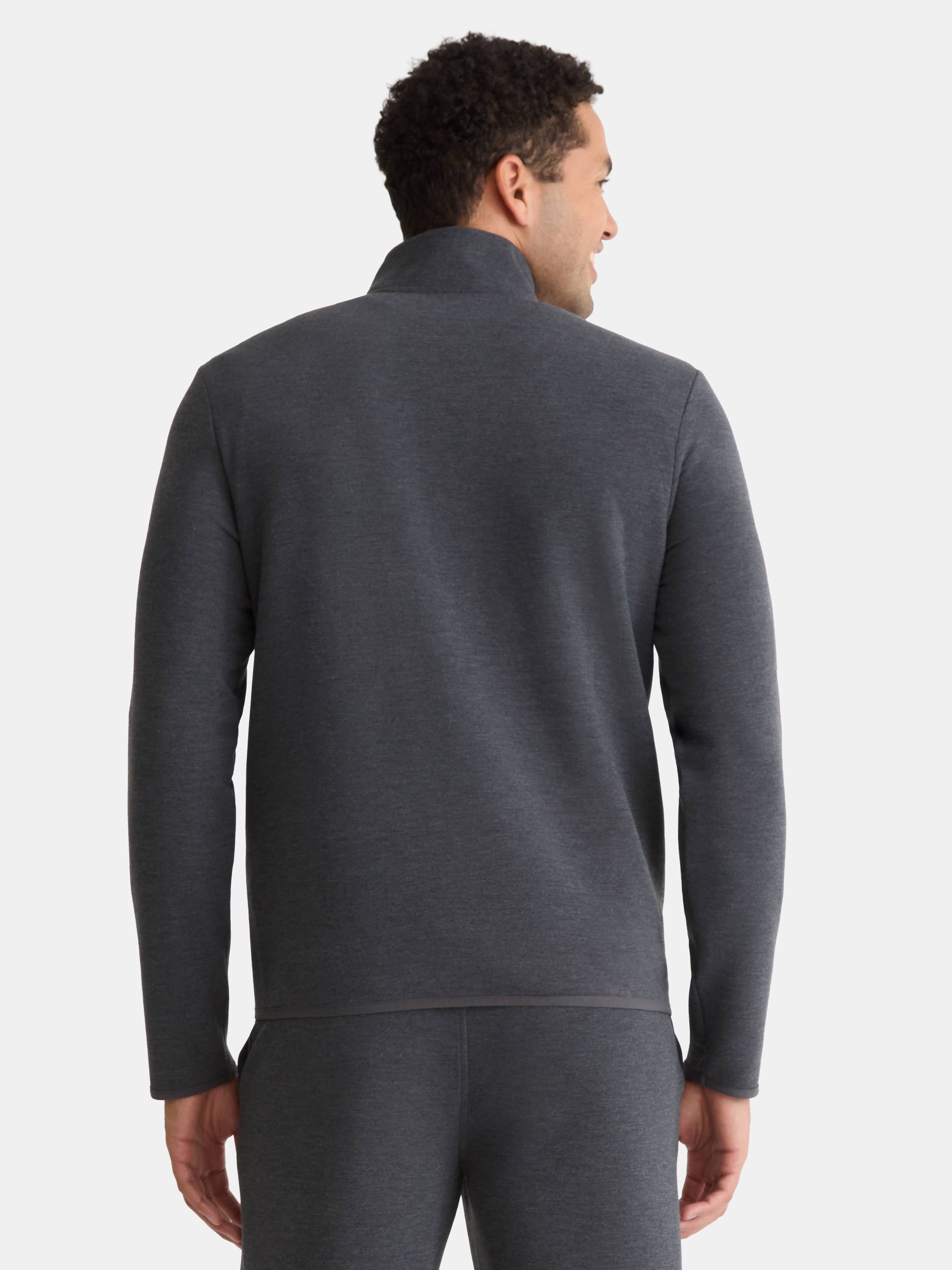 Athletic Works Men's and Big Men's Fusion Double Knit Quarter Zip Sweatshirt Jacket, Sizes S-3XL