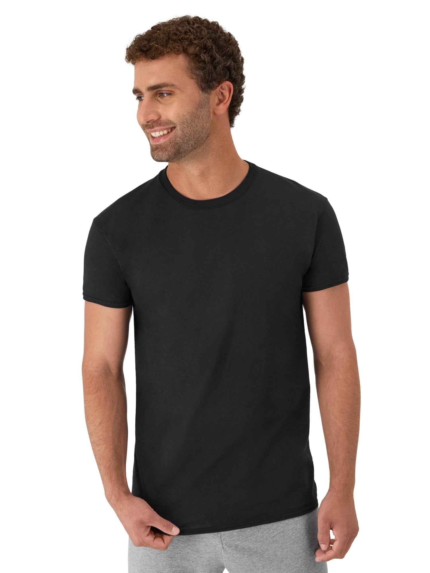 T-Shirt, 6-Pack, Moisture-Wicking T-Shirt Undershirts, Black/Grey/Blue