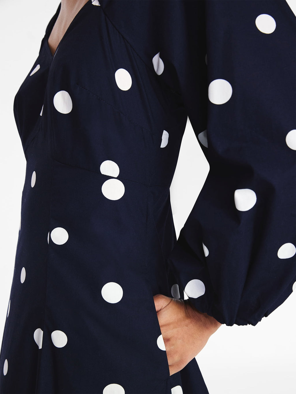 Free Assembly Women's and Women's Plus Cotton Polka Dot Maxi Dress with Puff Sleeves, Size-XS-4X