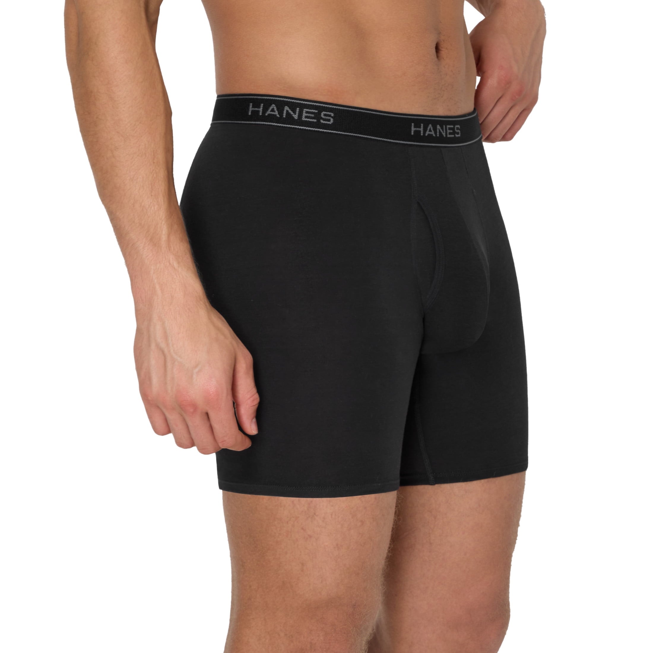 Hanes Men’s Long Leg Boxer Brief Underwear Pack, Cotton Stretch, Assorted, 6-Pack