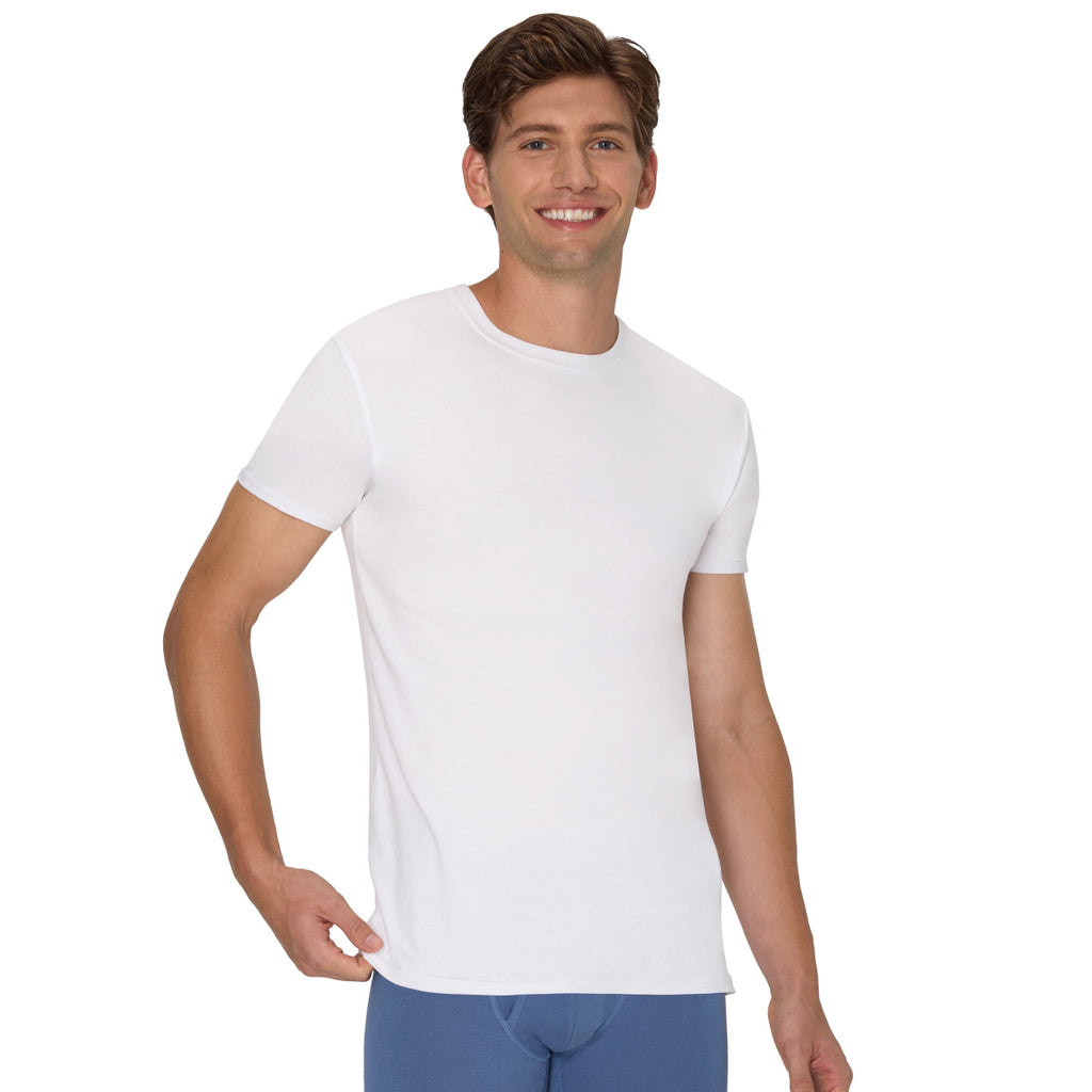 Hanes Men's Cotton Stretch Undershirt Pack, Moisture-Wicking, 6-Pack
