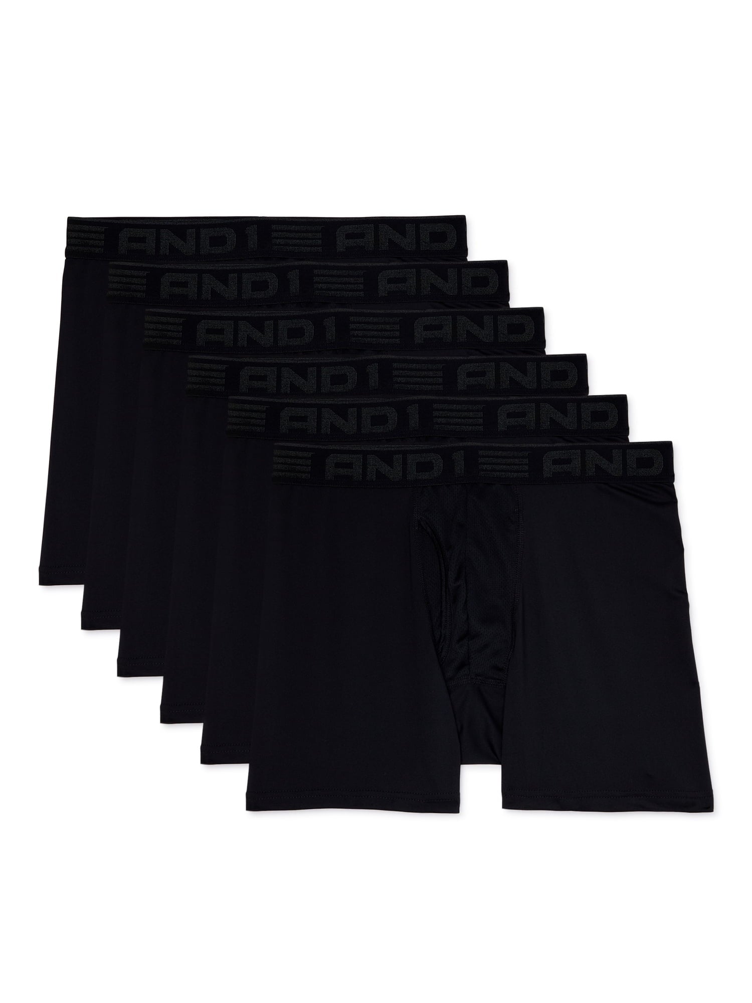 AND1 Men's Underwear Pro Platinum Boxer Briefs, 6 Pack, 9"