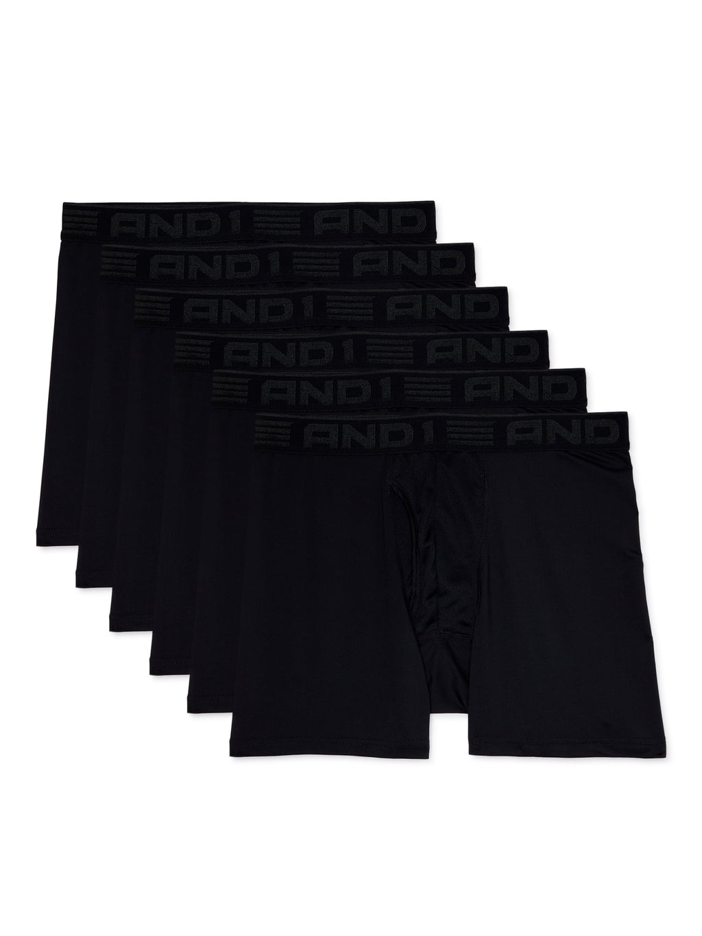 AND1 Men's Underwear Pro Platinum Boxer Briefs, 6 Pack, 9"