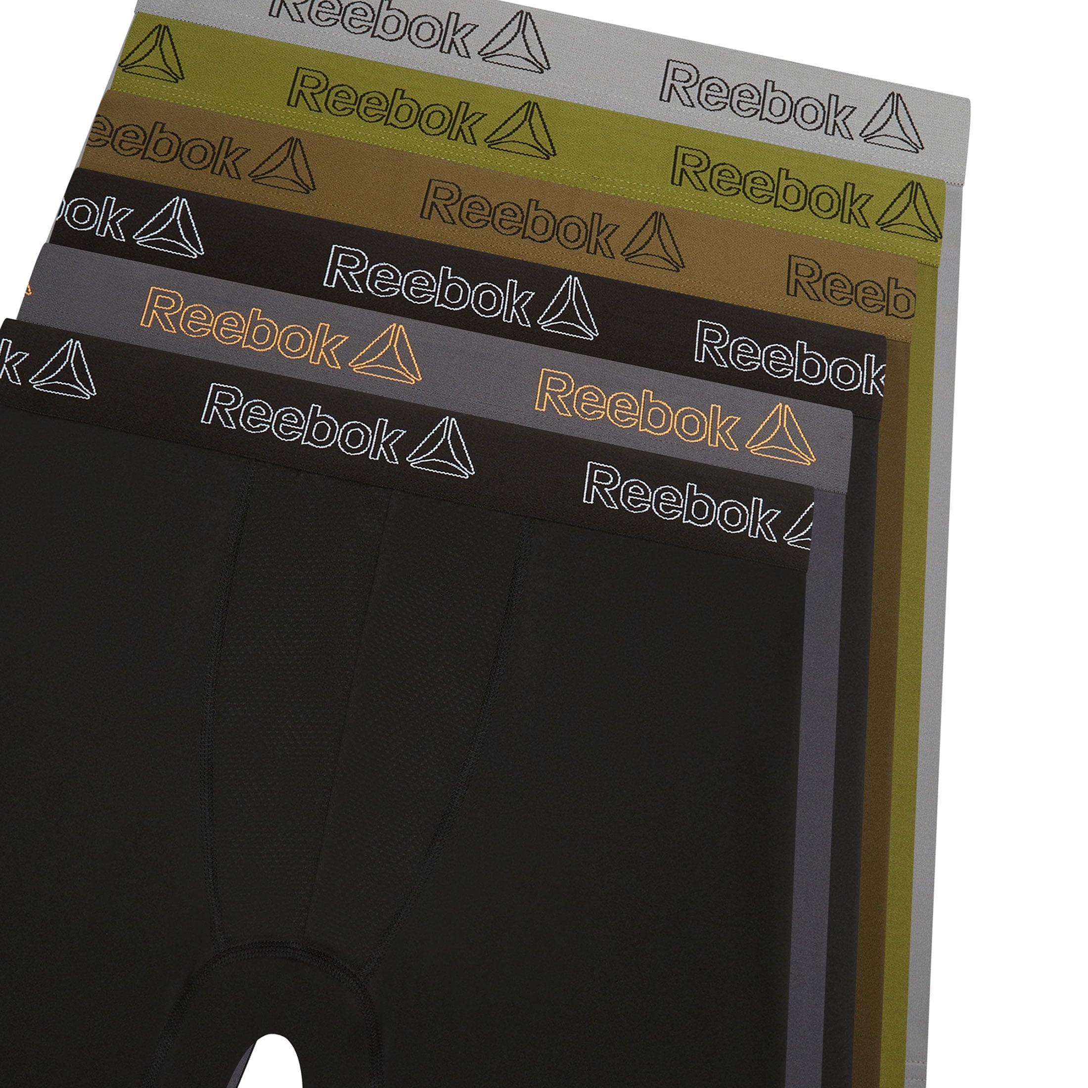 Reebok Men's Featherweight Performance Long Leg Boxer Briefs, 6 Pack