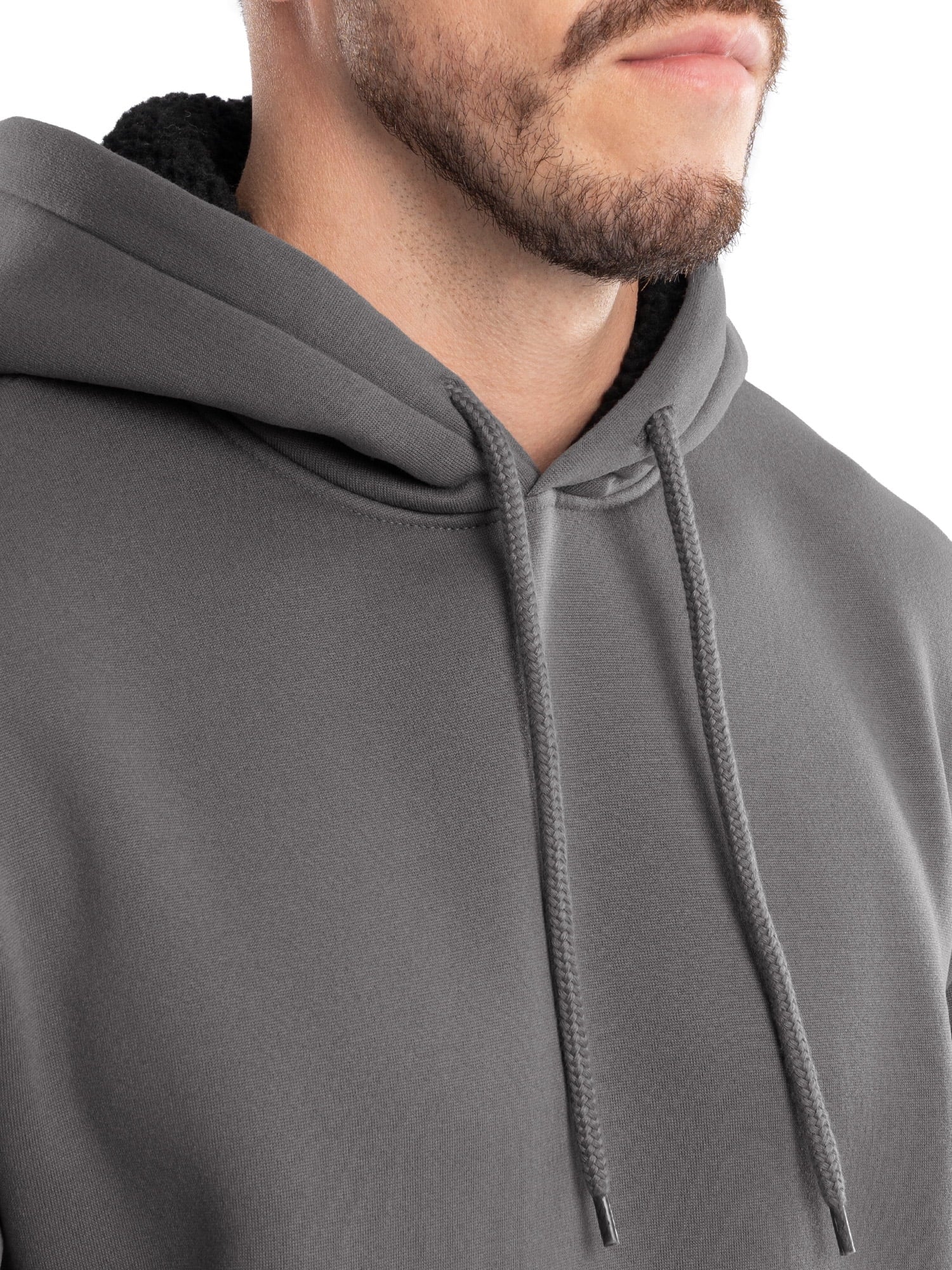 Wrangler Workwear Men's and Big Men's Relaxed Pullover Hoodie with Faux Shearling Lining, Sizes S-3XL