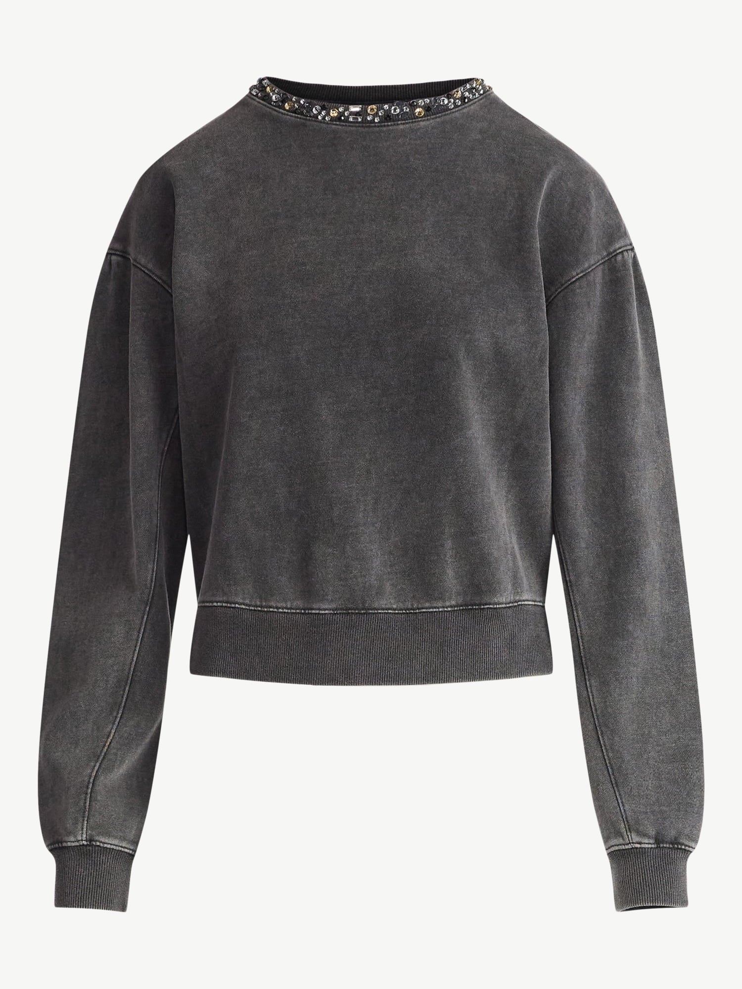 Scoop Women’s and Women's Plus Mineral Washed Rhinestone Crewneck Sweatshirt, Sizes XS-4X