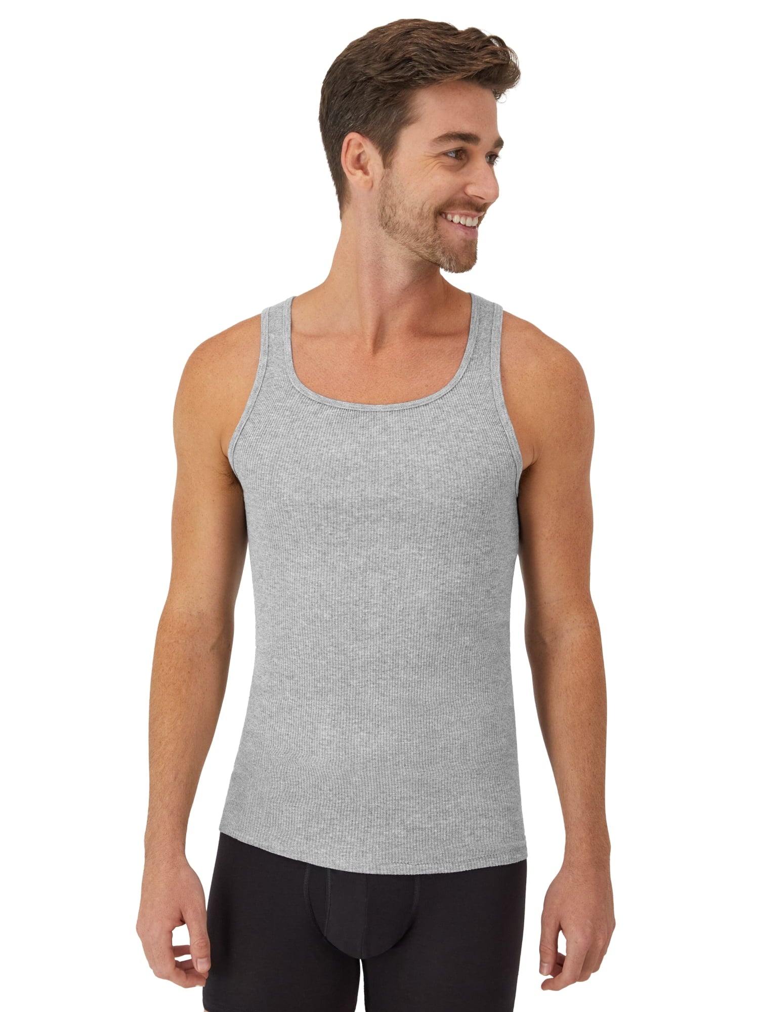 Hanes Men's Tank Tops Undershirt, Moisture-Wicking, Cotton Ribbed Tanks, White or Black/Grey Multipacks