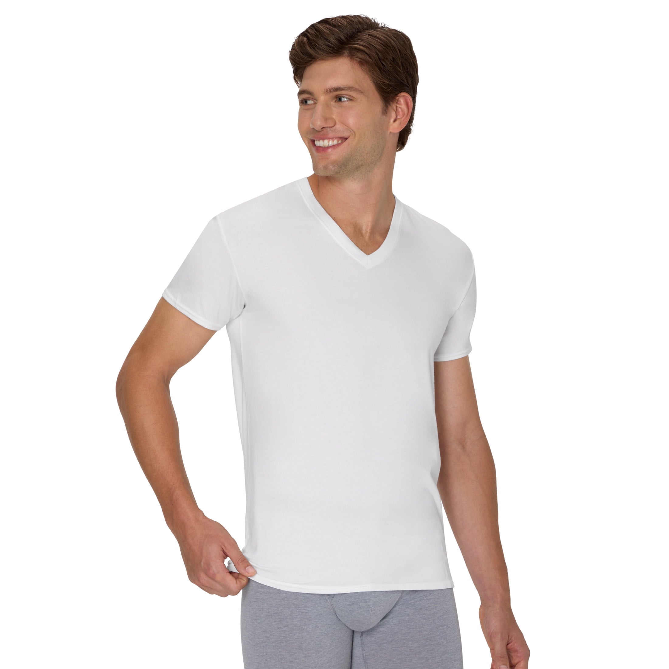 Undershirts T-Shirt Pack, V-Neck Cotton-Stretch Tees for Men, Moisture-Wicking
