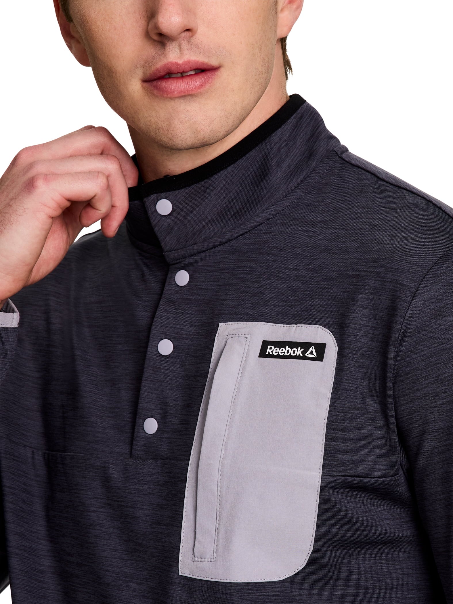 Reebok Men's and Big Men's Freedom Mock Neck Snap Pullover Sweatshirt, Sizes S-3XL