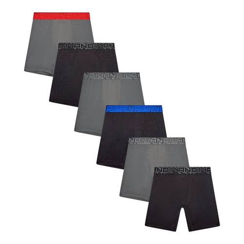 AND1 Men’s Underwear Flex Regular Leg Boxer Briefs, 6 Pack