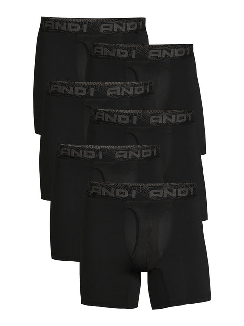 AND1 Men's Underwear Pro Platinum Boxer Briefs, 6 Pack, 6"
