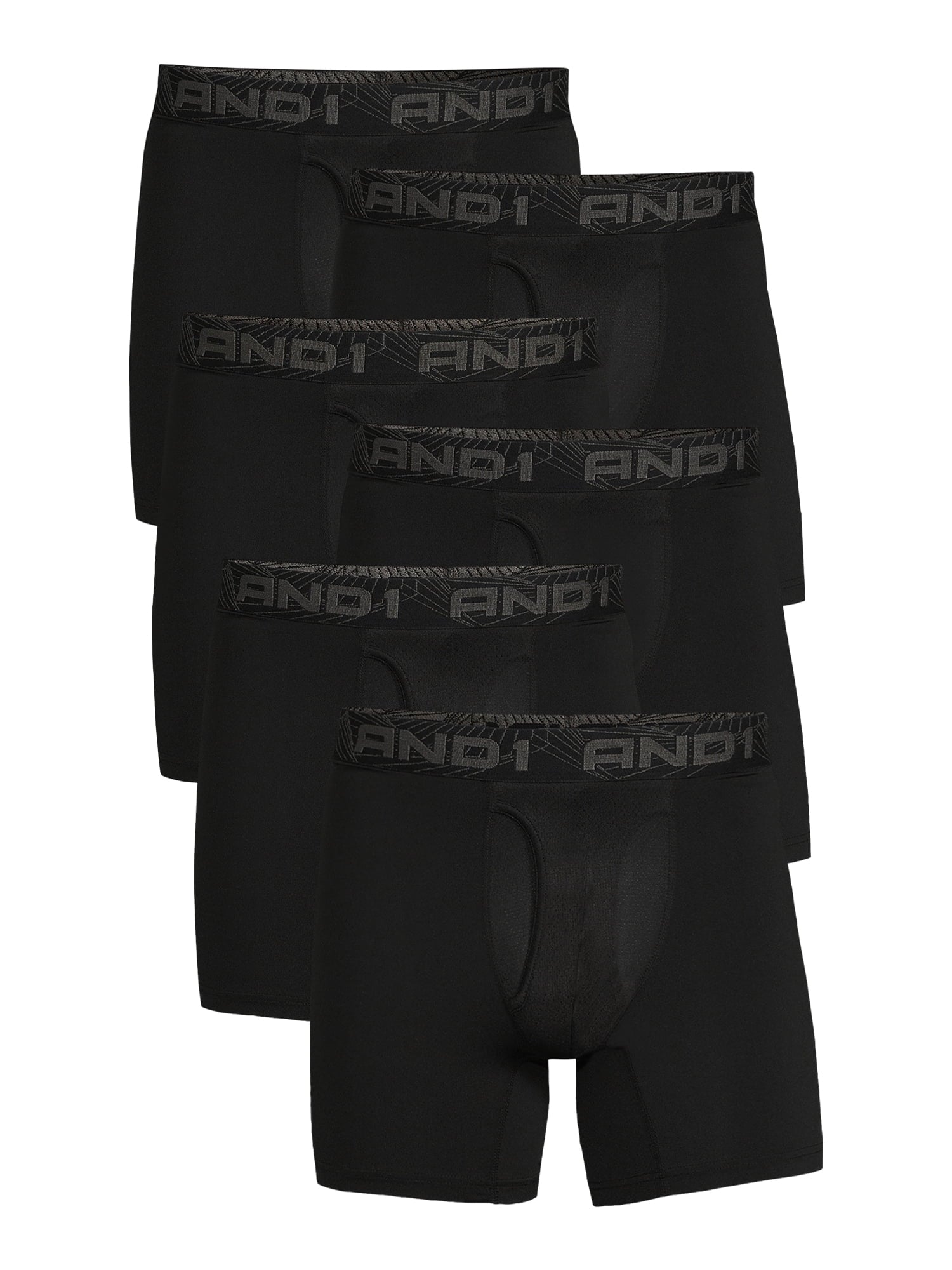 AND1 Men's Underwear Pro Platinum Boxer Briefs, 6 Pack, 6"