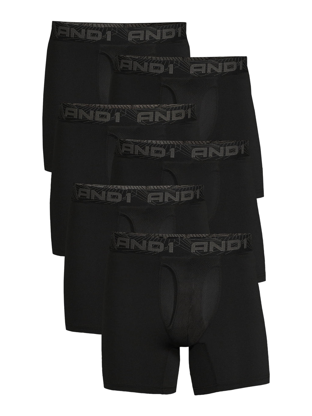 AND1 Men's Underwear Pro Platinum Boxer Briefs, 6 Pack, 6"